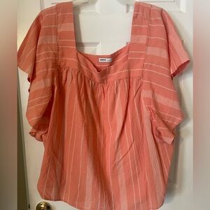 Sonoma size 4X coral and white striped blouse NWT